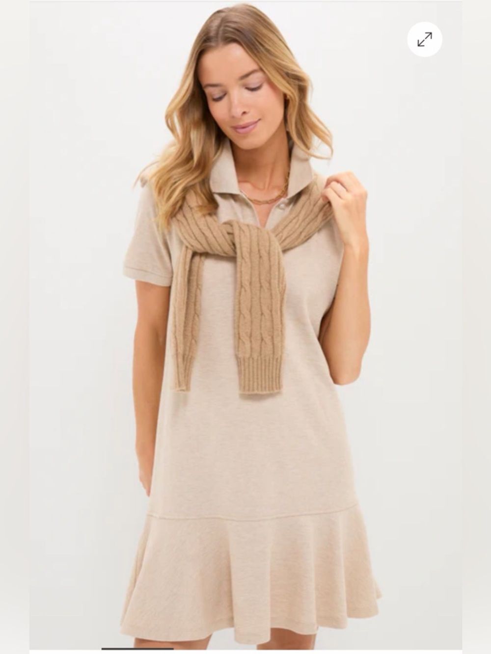 Tuckernuck May Polo Dress M Sandstone Pique Cotton Preppy Tennis Quiet Luxury